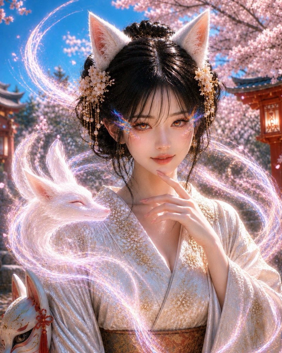 社交媒体帖子 - 神秘狐仙神像肖像