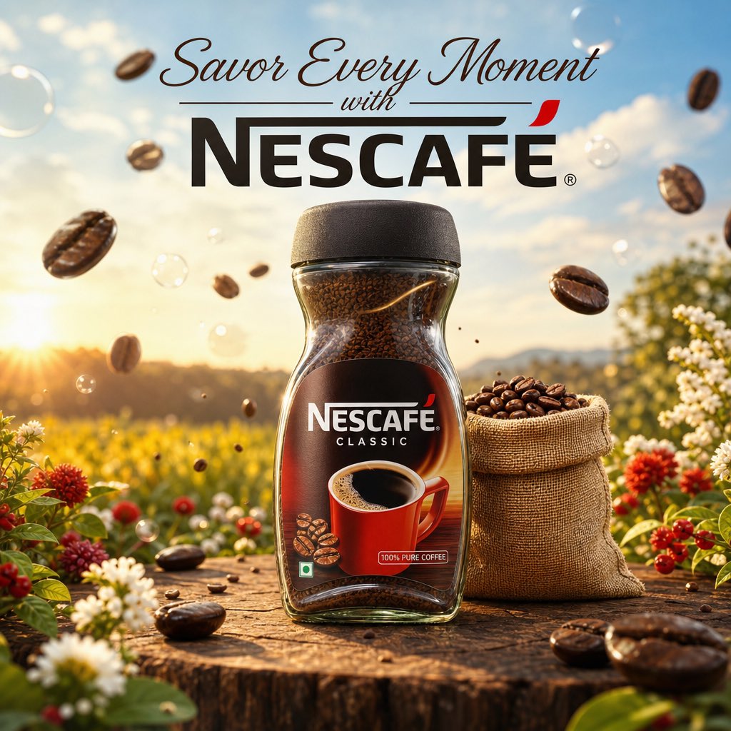 电商主图 - 电影级 Nescafé 产品广告
